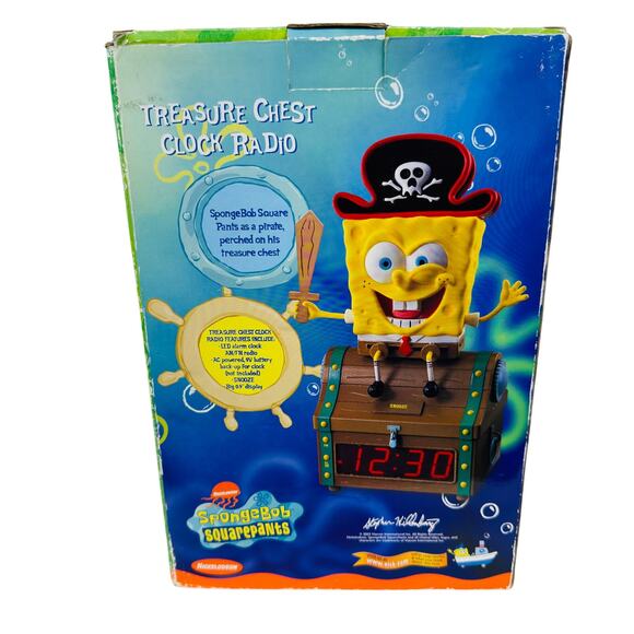 2003 Spongebob Squarepants Treasure Chest Clock Radio Nickelodeon Cartoon - Picture 2 of 9